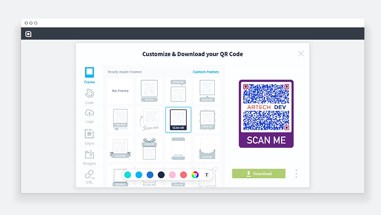 De tweede stap om een QR-code voor vCard te maken is om het ontwerp aan te passen